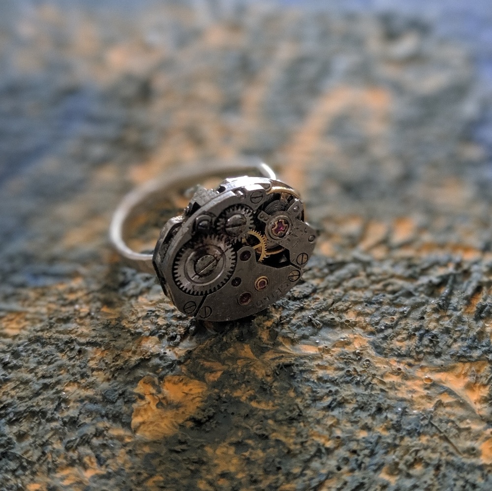 Artisan made watch parts ring